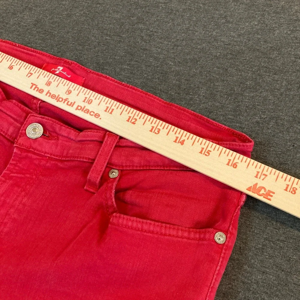 7 For All Mankind Jeans Women 14/27 Skinny Red‎ Stretch Flex Raw Hem AU8150367A